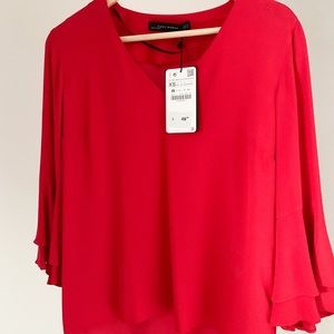 Red Zara Blouse *NWT